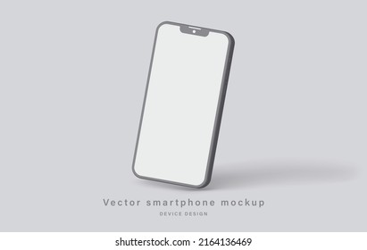 parodia de arcilla de smartphone con pantalla en blanco aislada en fondo gris. teléfono móvil minimalista con sombra para presentación de diseño de aplicaciones. ilustración isométrica vectorial 3d