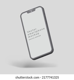 smartphone clay mockup with shadow for application design presentation isolated on grey background. minimalist mobile phone with blank screen. vector 3d isometric illustration