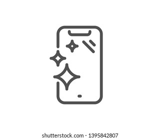 Smartphone clean screen line icon. Phone sign. Mobile device symbol. Quality design element. Linear style smartphone clean icon. Editable stroke. Vector