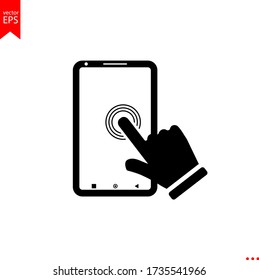 smartphone click hand icon, phone, sign