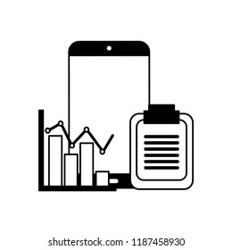 smartphone clipboard business statistics chart