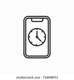 Smartphone clock icon, illustration isolated vector sign symbol