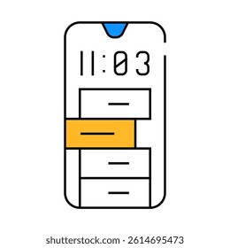 smartphone clock line icon vector. smartphone clock sign. isolated symbol illustration