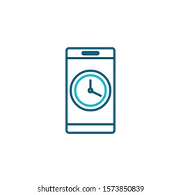smartphone with clock line style icon vector illustration design