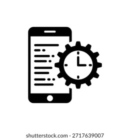 Smartphone con el icono del glifo de la superposición del reloj que representa la Oferta por tiempo limitado o el recordatorio