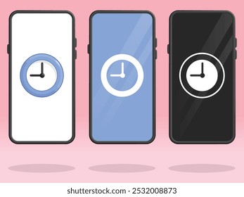 Smartphone Clock Silhouette Timer Symbol on Screen