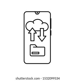 Smartphone clod arrows folder icon. Simple line, outline vector of smartphone icons for ui and ux, website or mobile application