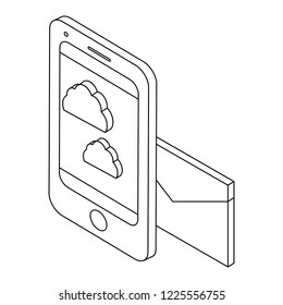 Smartphone and cloud black and white