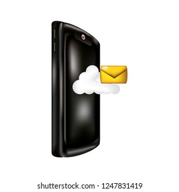 smartphone with cloud computing and envelope