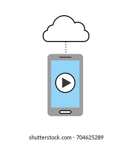 smartphone and cloud computing with media player isolated icon