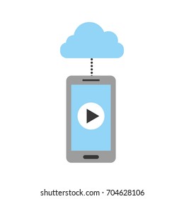 smartphone and cloud computing with media player isolated icon