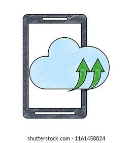 Smartphone and cloud computing scribble