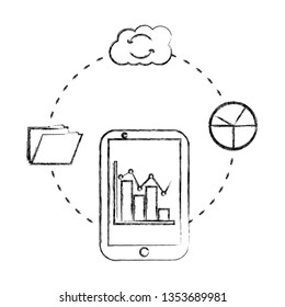 smartphone with cloud computing and set icons