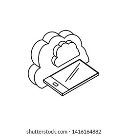 smartphone with cloud computing vector ilustration