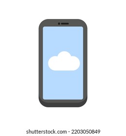 Smartphone with cloud icon isolated on white flat design	
