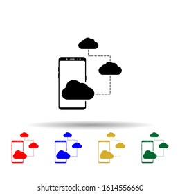 Smartphone, cloud multi color style icon. Simple glyph, flat vector of mobile concept icons for ui and ux, website or mobile application