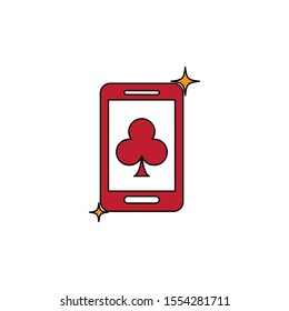 smartphone and clover design, Casino las vegas game lucky play win and chance theme Vector illustration