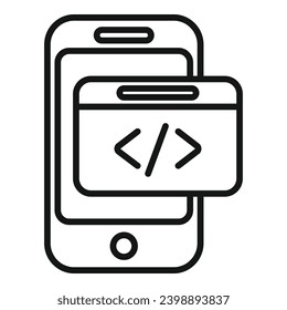 Smartphone code developer icon outline vector. Build team coder. Html service