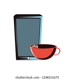 smartphone with coffee cup