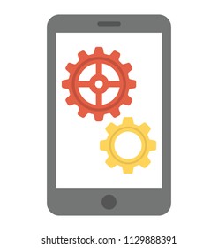 
A smartphone with cogwheels representing concept of mobile settings 
