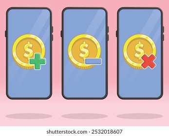 Smartphone Coin Adição Substração Multiplicar Sinal