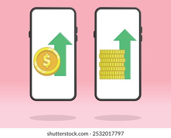 Smartphone Coin Check Mark Completed Symbol