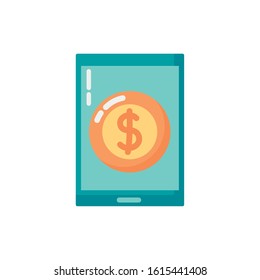 smartphone with coin money dollar vector illustration design