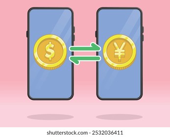 Smartphone Coin Money Exchange Dollar Yen