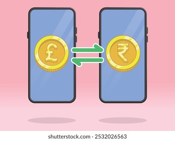 Smartphone Coin Money Exchange Poundsterling Rupee