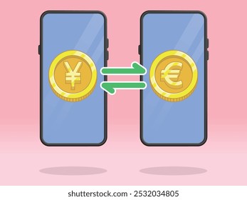 Smartphone Moeda Moeda Moeda Troca Yen Euro