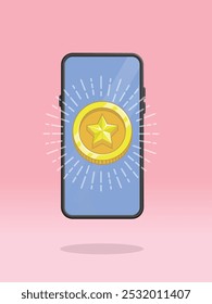 Logro del juego brillante de la estrella de la moneda del smartphone