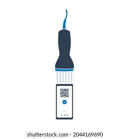 Smartphone color Barcode, qr code scanner device flat icon. Simple editable eps vector usable for web and print items.