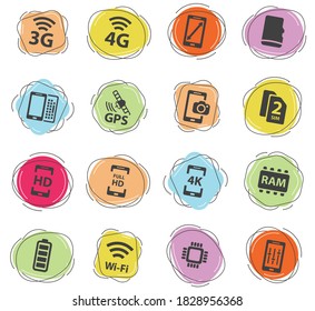 Smartphone-Farbvektorsymbole für Web- und Benutzeroberfläche
