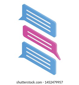 Smartphone colorful chat icon. Isometric of smartphone colorful chat vector icon for web design isolated on white background