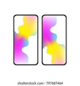 Smartphone with colorful screen. Artistic background. Vector illustration