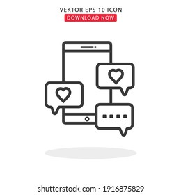 Smartphone-Comment mit Love Simple Vektor mit weißem Hintergrund