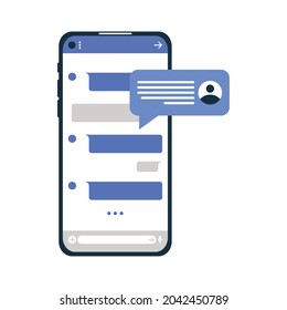 smartphone with communication bubble on white background