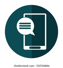 smartphone communication bubble speech green circle shadow