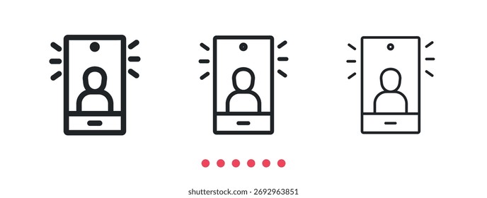 Icono de comunicación del smartphone. Vector de icono de línea delgada