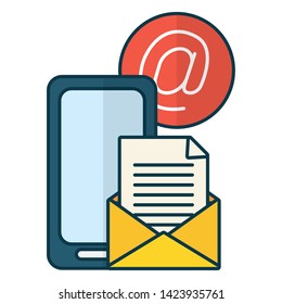 smartphone communication message send email vector illustration
