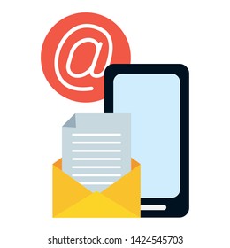 smartphone communication message send email vector illustration
