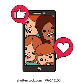 smartphone con comunidad y emoticonos