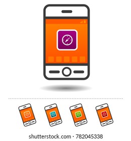 Smartphone with compass icon.
