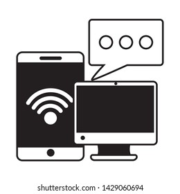 smartphone computer chat wifi free connection vector illustration