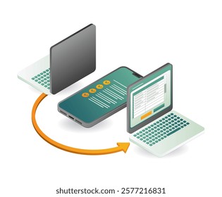 Smartphone computer data checklist concept illustration