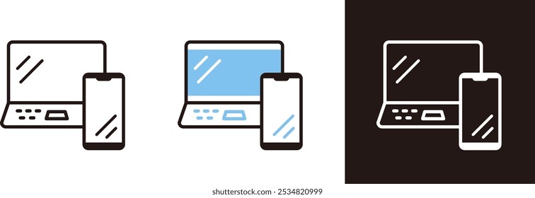 smartphone and computer. Digital device icon. laptop computer and mobile phone.