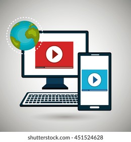 smartphone and computer isolated icon design, vector illustration  graphic 