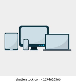 smartphone  computer laptop or tab pad for responsive design vector illustration