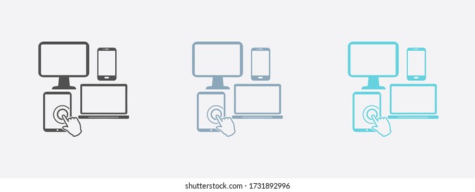 Smartphone computer tablet netbook symbol. Flat design. Electronic Devices symbol.