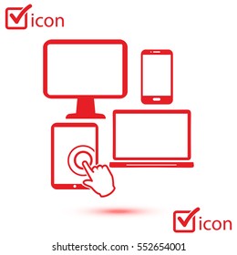 Smartphone computer tablet netbook symbol. Flat design.